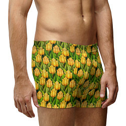 Трусы-боксеры мужские Желтые тюльпаны паттерн, цвет: 3D-принт — фото 2