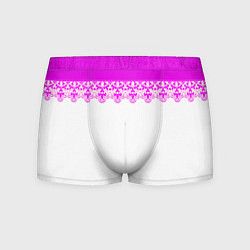 Трусы-боксеры мужские White and pink lace pattern, цвет: 3D-принт