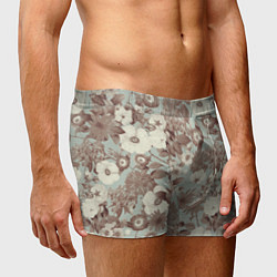 Трусы-боксеры мужские Цветы Винтажные На Светлом Фоне, цвет: 3D-принт — фото 2