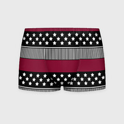 Трусы-боксеры мужские Burgundy black striped pattern, цвет: 3D-принт