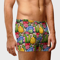 Трусы-боксеры мужские Тюльпаны объемные листья и цветы, цвет: 3D-принт — фото 2