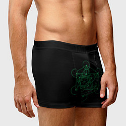 Трусы-боксеры мужские Куб Метатрона на чёрном фоне, цвет: 3D-принт — фото 2