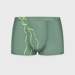 Трусы-боксеры мужские Абстрактные зеленые линии на фоне цвета хаки, цвет: 3D-принт