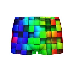Трусы-боксеры мужские Цветные неоновые кубы, цвет: 3D-принт