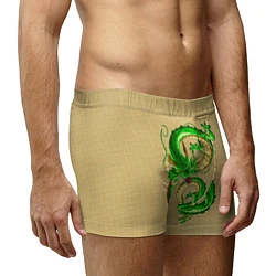 Трусы-боксеры мужские Зелёный дракон в форме цифры 8, цвет: 3D-принт — фото 2