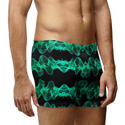 Трусы-боксеры мужские Зелёные абстрактные полосы фракталов, цвет: 3D-принт — фото 2