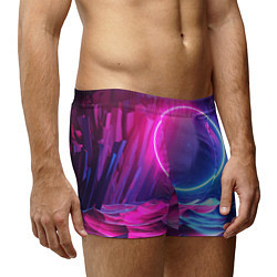Трусы-боксеры мужские Круг и разноцветные кристаллы - vaporwave, цвет: 3D-принт — фото 2