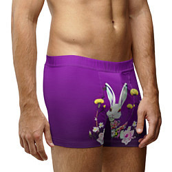 Трусы-боксеры мужские Кролик с одуванчиками, цвет: 3D-принт — фото 2