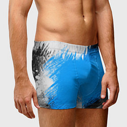 Трусы-боксеры мужские Абстрактный пятнистый черно-синий узор, цвет: 3D-принт — фото 2