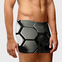 Трусы-боксеры мужские Хромированный гексагон объемный, цвет: 3D-принт — фото 2