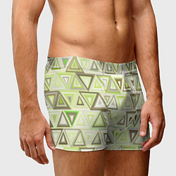 Трусы-боксеры мужские Геометрический светло-зелёный паттерн из треугольн, цвет: 3D-принт — фото 2