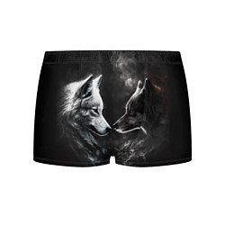 Трусы-боксеры мужские Пара волков - белый и черный, цвет: 3D-принт