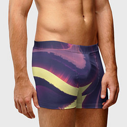 Трусы-боксеры мужские Фиолетовые и жёлтые абстрактные волны, цвет: 3D-принт — фото 2