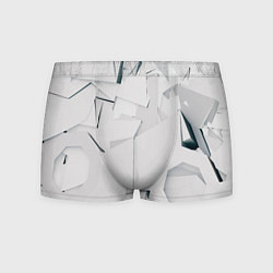 Трусы-боксеры мужские Абстрактные разные белые и серые фигуры, цвет: 3D-принт