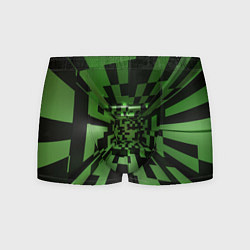 Трусы-боксеры мужские Чёрно-зелёный геометрический коридор, цвет: 3D-принт