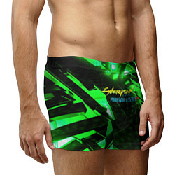 Трусы-боксеры мужские Cyberpunk 2077 phantom liberty neon green, цвет: 3D-принт — фото 2