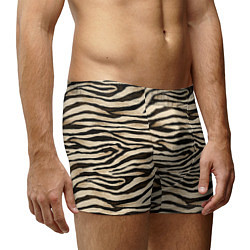 Трусы-боксеры мужские Шкура зебры и белого тигра, цвет: 3D-принт — фото 2