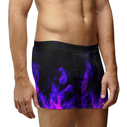 Трусы-боксеры мужские Неоновый огонь на черном фоне, цвет: 3D-принт — фото 2