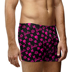 Трусы-боксеры мужские Барби паттерн черно-розовый, цвет: 3D-принт — фото 2