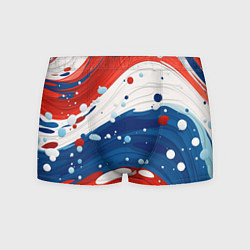 Трусы-боксеры мужские Брызги красок в цветах флага РФ, цвет: 3D-принт