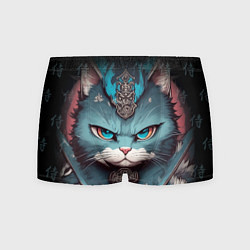 Трусы-боксеры мужские Кот самурай сердитый, цвет: 3D-принт