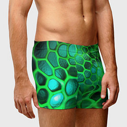 Трусы-боксеры мужские Зеленые неоновые соты, цвет: 3D-принт — фото 2