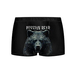 Трусы-боксеры мужские Русский медведь на черном фоне, цвет: 3D-принт