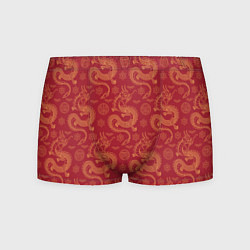 Трусы-боксеры мужские Dragon red pattern, цвет: 3D-принт