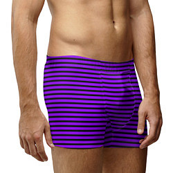 Трусы-боксеры мужские Фиолетовый в чёрную полоску, цвет: 3D-принт — фото 2