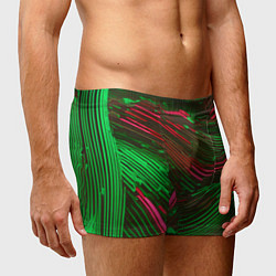 Трусы-боксеры мужские Волнистые линии зелёные и красные, цвет: 3D-принт — фото 2