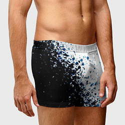 Трусы-боксеры мужские Чёрно-белый с синими кляксами, цвет: 3D-принт — фото 2