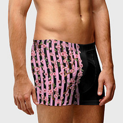 Трусы-боксеры мужские Сакура и полосы, цвет: 3D-принт — фото 2