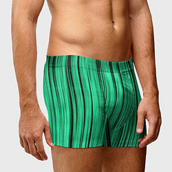 Трусы-боксеры мужские Абстракция полосы зелёные, цвет: 3D-принт — фото 2