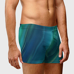 Трусы-боксеры мужские Сине-зелёная жидкая текстура - нейросеть, цвет: 3D-принт — фото 2