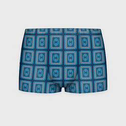 Трусы-боксеры мужские Вязаный синий узор, цвет: 3D-принт