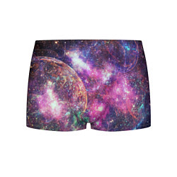 Трусы-боксеры мужские Пурпурные космические туманности со звездами, цвет: 3D-принт