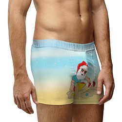 Трусы-боксеры мужские Дед Мороз на море, цвет: 3D-принт — фото 2