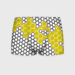 Трусы-боксеры мужские Жёлтая энерго-броня из шестиугольников, цвет: 3D-принт