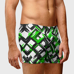 Трусы-боксеры мужские Зелёные и чёрные мазки, цвет: 3D-принт — фото 2