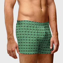 Трусы-боксеры мужские Чёрные узоры на зелёном, цвет: 3D-принт — фото 2