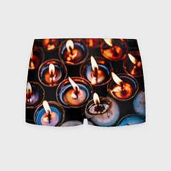 Трусы-боксеры мужские Новогодние горящие свечи, цвет: 3D-принт