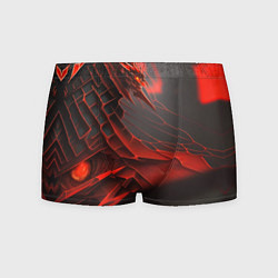 Трусы-боксеры мужские Красная сеть на чёрном фоне, цвет: 3D-принт