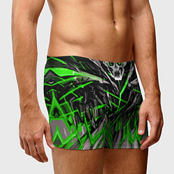 Трусы-боксеры мужские Череп и зелёные полосы, цвет: 3D-принт — фото 2