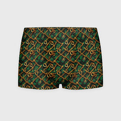 Трусы-боксеры мужские Золотая цепочка на зеленой ткани, цвет: 3D-принт