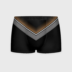 Трусы-боксеры мужские Абстракция графика серая и коричневая полоски на ч, цвет: 3D-принт