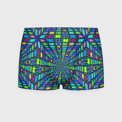 Трусы-боксеры мужские Абстрактный узор коридор из разноцветных квадратов, цвет: 3D-принт