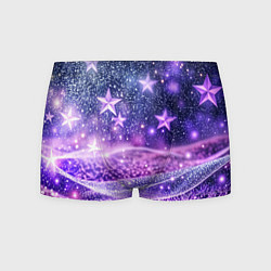 Трусы-боксеры мужские Абстрактные звезды в фиолетовых искрах, цвет: 3D-принт