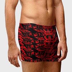 Трусы-боксеры мужские Красная техно-броня на чёрном фоне, цвет: 3D-принт — фото 2