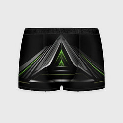 Трусы-боксеры мужские Black green abstract nvidia style, цвет: 3D-принт