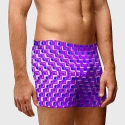 Трусы-боксеры мужские Фиолетовые квадраты на белом фоне, цвет: 3D-принт — фото 2